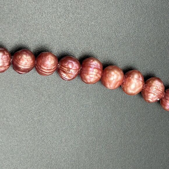 Smokey Quartz Boroque Red Fresh Water Pearl 925 Sterling Silver Necklace - Picture 9 of 13